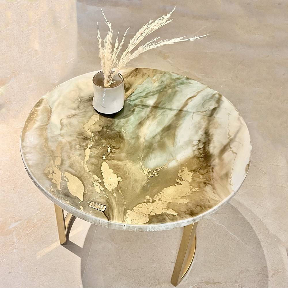 Olive/ Gold Side Table - Image 6