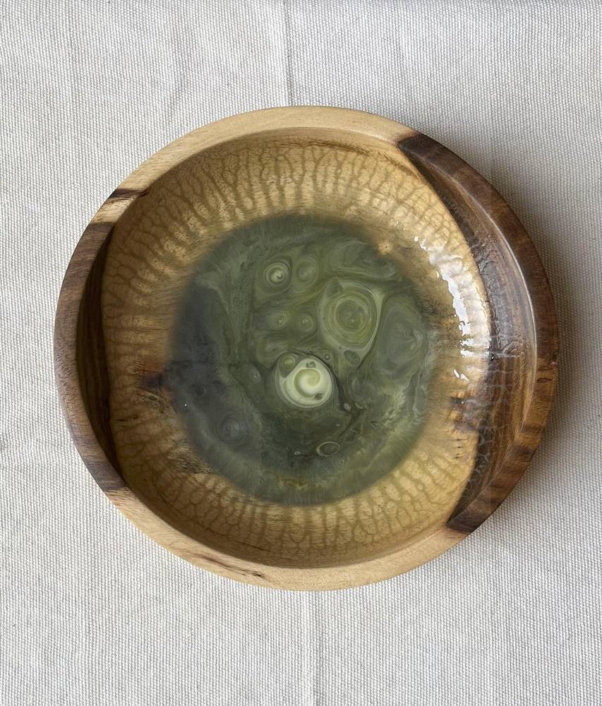 Green| Gold Wooden Bowl - Image 1