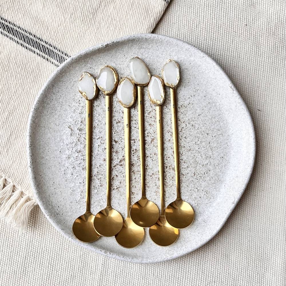 Long Gold Teaspoons set - Image 2