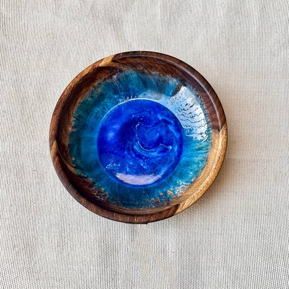 Blue Wooden bowl - صورة 4