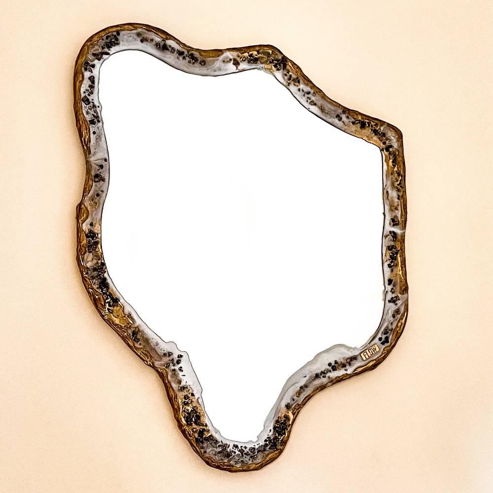 White & gold irregular full frame mirror - Image 2