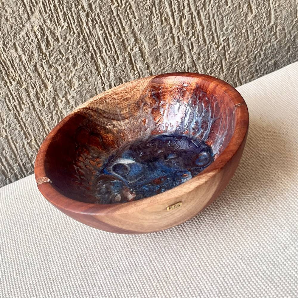 Blue| Maroon Wood Bowl - Image 2