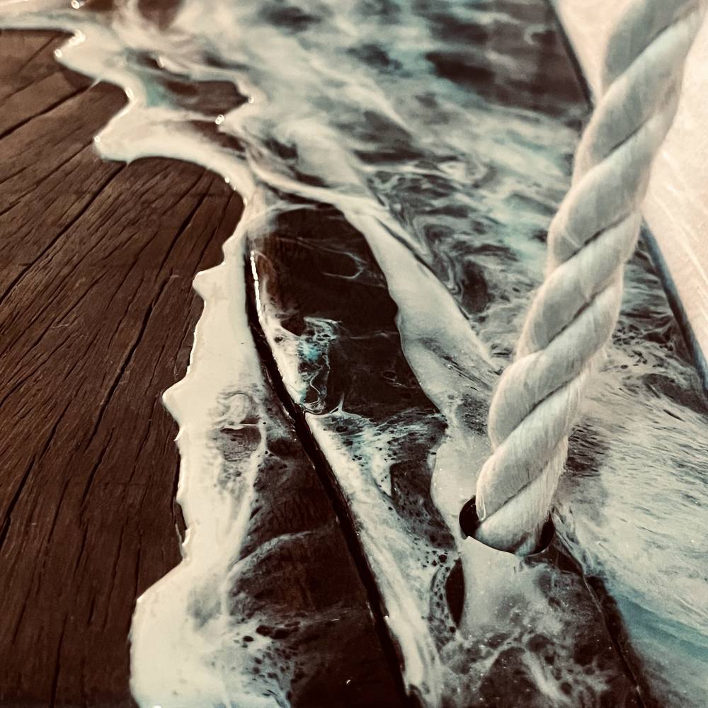 Rope hanged rectangular shelf - صورة 2