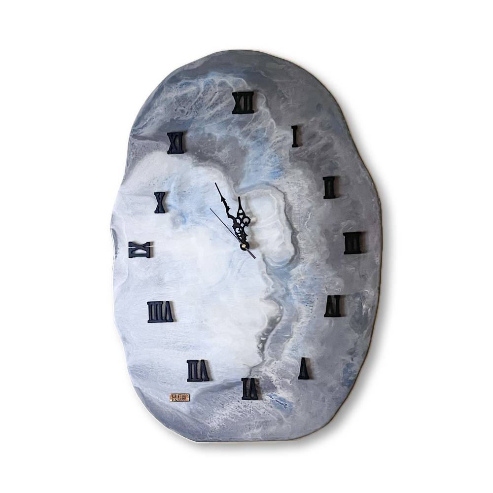 Grey / Blue Agate Wall-Clock - صورة 1