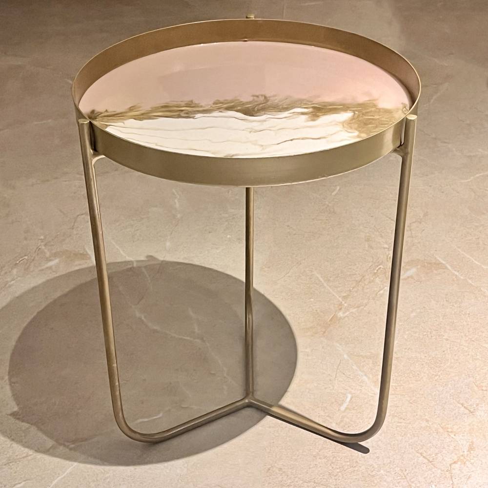 Rose / White- Gold Steel Side-Table - Image 5