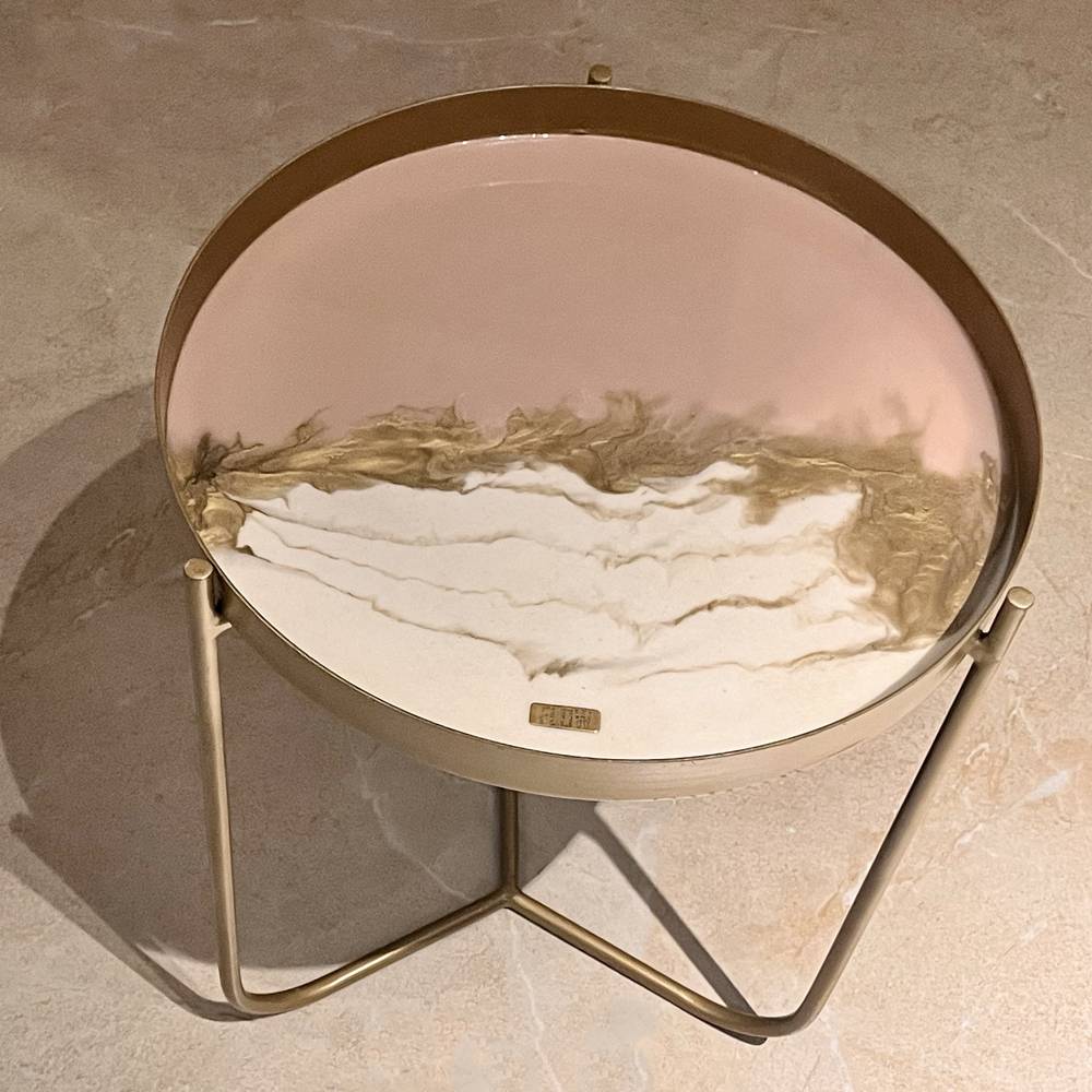 Rose / White- Gold Steel Side-Table - Image 3