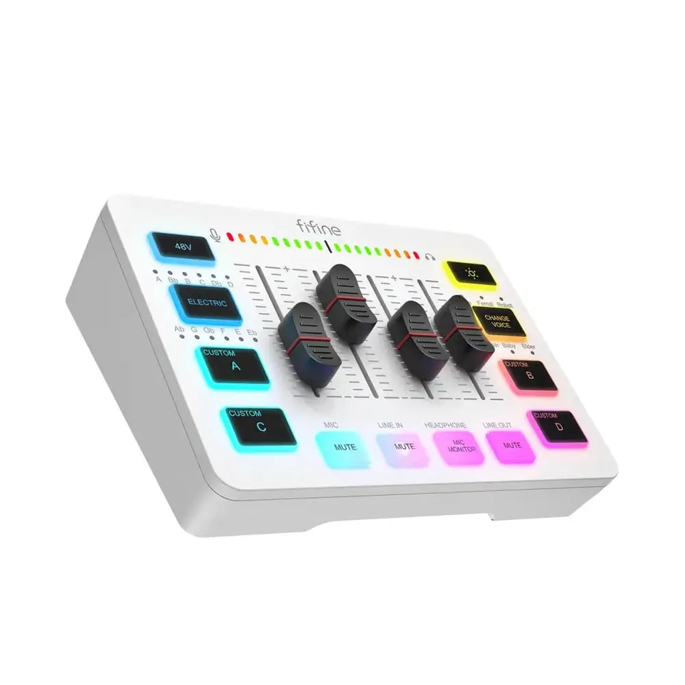 خلاط FIFINE SC3W للبث والألعاب 4 قنوات مع RGB - صورة 1