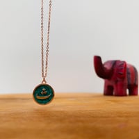ENAMEL LETTER NECKLACE; GREEN - Image 3
