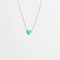 OPAL HEART NECKLACE, LIGHT BLUE - Image 2