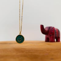 ENAMEL LETTER NECKLACE; GREEN - Image 4