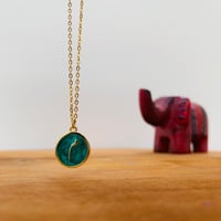 ENAMEL LETTER NECKLACE; GREEN - Image 2
