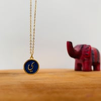 ENAMEL LETTER NECKLACE; BLUE - Image 2
