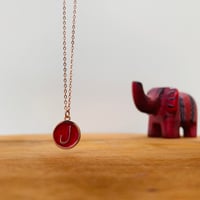 ENAMEL LETTER NECKLACE; RED - Image 2