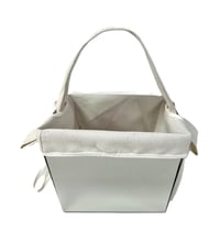Square basket high base with cream linen fabric - صورة 4