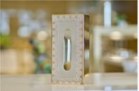 Silver rectangular Tissue Box with Gold décor - صورة 3