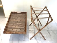 X-Large Rectangular Bamboo Tray with Glass Bottom & Support Stand - صورة 6