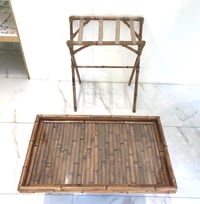 X-Large Rectangular Bamboo Tray with Glass Bottom & Support Stand - صورة 7