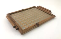 Small Rectangular Bamboo Tray with Gold Straw & Glass Bottom - صورة 6