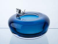  Luxury INK/Dark Blue Murano Crystal Big Bowl with Decorative Snail Silver Plated - صورة 1