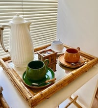Medium Rectangular Bamboo Tray with Glass Bottom - صورة 3