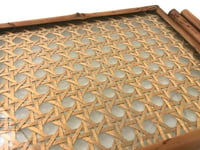 Small Rectangular Bamboo Tray with Gold Straw & Glass Bottom - صورة 3