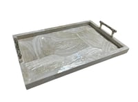 Medium Cream Tray with Bamboo Handles - صورة 6