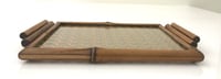 Small Rectangular Bamboo Tray with Gold Straw & Glass Bottom - صورة 4