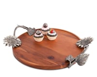 Sunflower Wood Serving Round Big Tray - صورة 1