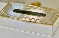 Silver rectangular Tissue Box with Gold décor - صورة 1
