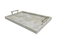 Medium Cream Tray with Bamboo Handles - صورة 2