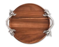 Olive Serving Round Big Tray Acacia - صورة 5
