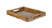 Medium Rectangular Bamboo Tray with Glass Bottom - صورة 7