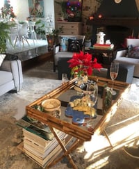 X-Large Rectangular Bamboo Tray with Glass Bottom & Support Stand - صورة 3