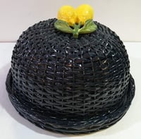 Dark Blue Rattan Cake Holder with Ceramic Sicilian Lemon Adornment - صورة 4