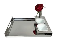 Tray with 2 Squared Porcelains Cups +Flower Vase - صورة 4