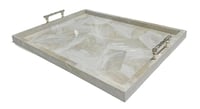Large Cream Tray with Bamboo Handles - صورة 1