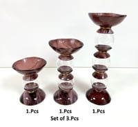 Set of glass 3 stands with bowls - صورة 3