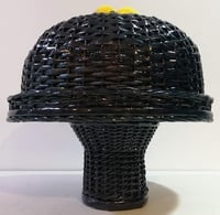 Dark Blue Rattan Cake Holder with Base & Ceramic Sicilian Lemon Adornment on the Top - صورة 2