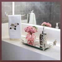 Set of flowers rect tray with towel stand - صورة 3