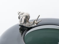  Luxury Dark Green Murano Crystal Big Bowl with Decorative Snail Silver Plated - صورة 2