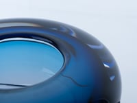  Luxury INK/Dark Blue Murano Crystal Big Ashtray with Decorative Snail Silver Plated - صورة 6