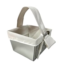 Square basket high base with cream linen fabric - صورة 6