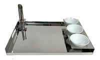 Tray with 3 Rounded  Porcelains Cups + Flower Vase - Image 6