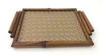 Small Rectangular Bamboo Tray with Gold Straw & Glass Bottom - صورة 5
