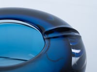  Luxury INK/Dark Blue Murano Crystal Big Ashtray with Decorative Snail Silver Plated - صورة 2