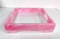 Square Pink Tray with handles - صورة 2