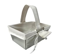 Rectangular basket high base with cream linen fabric - صورة 8