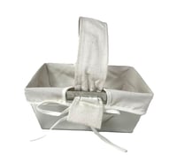 Rectangular basket high base with cream linen fabric - صورة 4