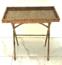 X-Large Rectangular Bamboo Tray with Glass Bottom & Support Stand - صورة 2