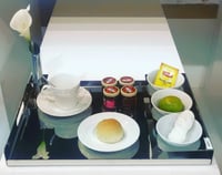 Tray with 3 Rounded  Porcelains Cups + Flower Vase - Image 3